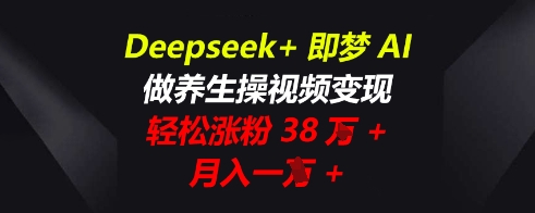 Deepseek+即梦AI，做养生操视频变现，轻松涨粉38W+，月入一W+-火树AI资源