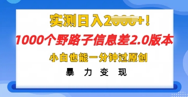 2025抖音1000个野路子信息差最新玩法,一分钟过原创,暴力变现月入几k-火树AI资源