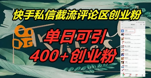 快手私信截流创业粉,一天引流400+-火树AI资源