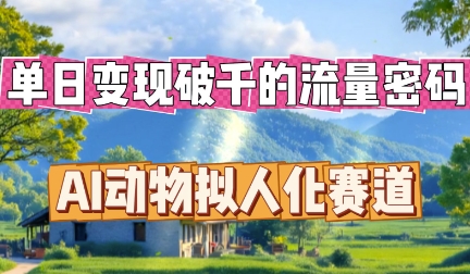 单日变现破k的流量密码，AI动物拟人化赛道-火树AI资源