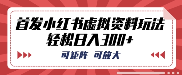首发小红书虚拟资料玩法，可矩阵，可放大，轻松日入3张-火树AI资源