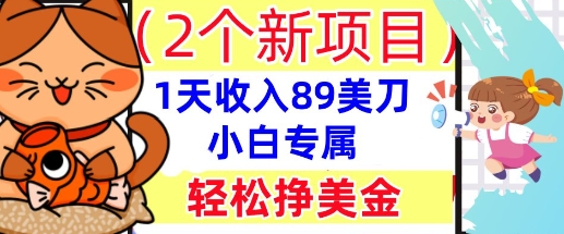 2个新项目,轻松挣美金, 1天收入89美刀,小白专属,干货分享-火树AI资源