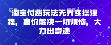 淘宝付费玩法无界实操课程,高价解决一切烦恼,大力出奇迹-火树AI资源
