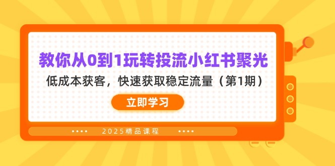 （14260期）教你从0到1玩转投流小红书聚光，低成本获客，快速获取稳定流量（第1期）-火树AI资源