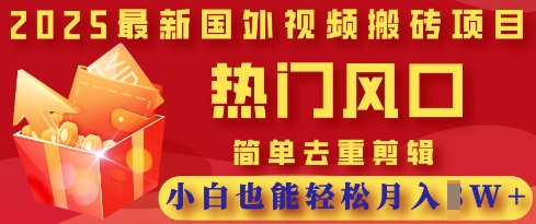 2025最新视频搬砖项目，热门风口，简单去重剪辑，小白也能轻松月入过W-火树AI资源