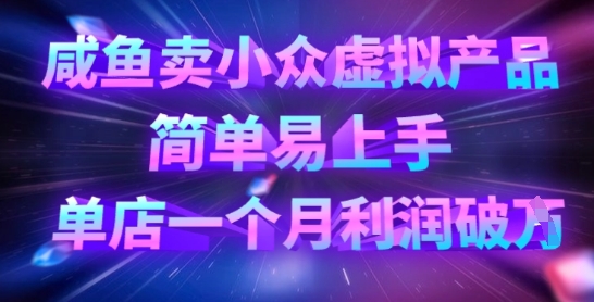 咸鱼卖小众虚拟产品，简单易上手，单店一个月利润破W-火树AI资源